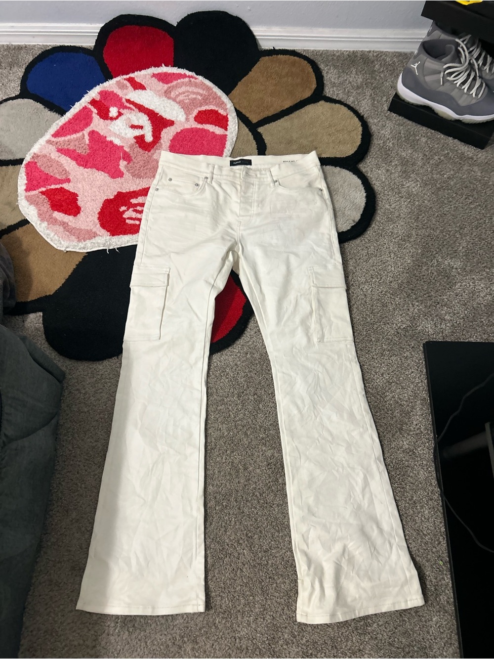 Men's White Cargo Pants – Straight Fit